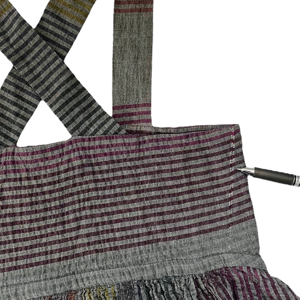 Sita Murt Striped Crepe Midi Dress Lightweight Comfy Cross Back BOHO Size Small - Picture 8 of 11